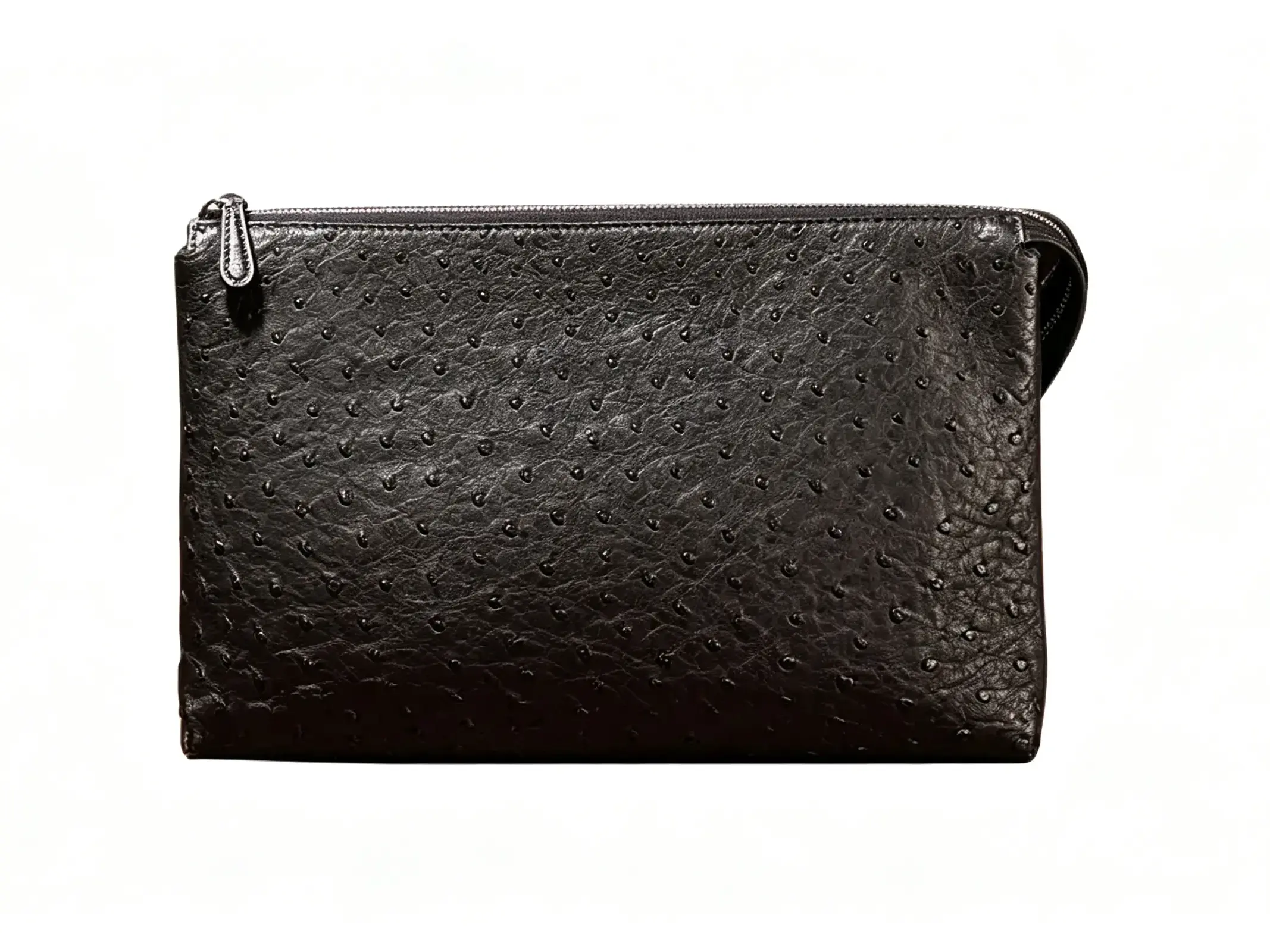 ¿Cuándo usar este bolso de muñeca con relieve de avestruz?