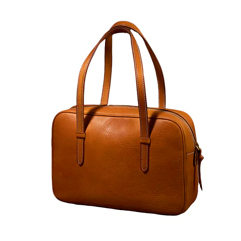 Bolso De Axila Cuadrado De Piel De Curtido Vegetal