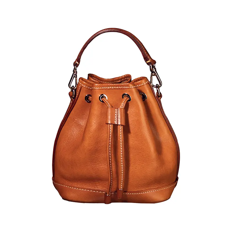 Bolso de mano de mujer en piel de curtido vegetal
